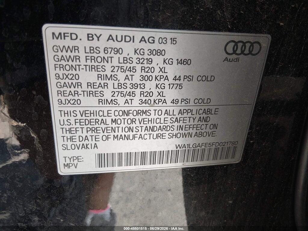 WA1LGAFE5FD021780 2015 AUDI Q7 photo no. 9