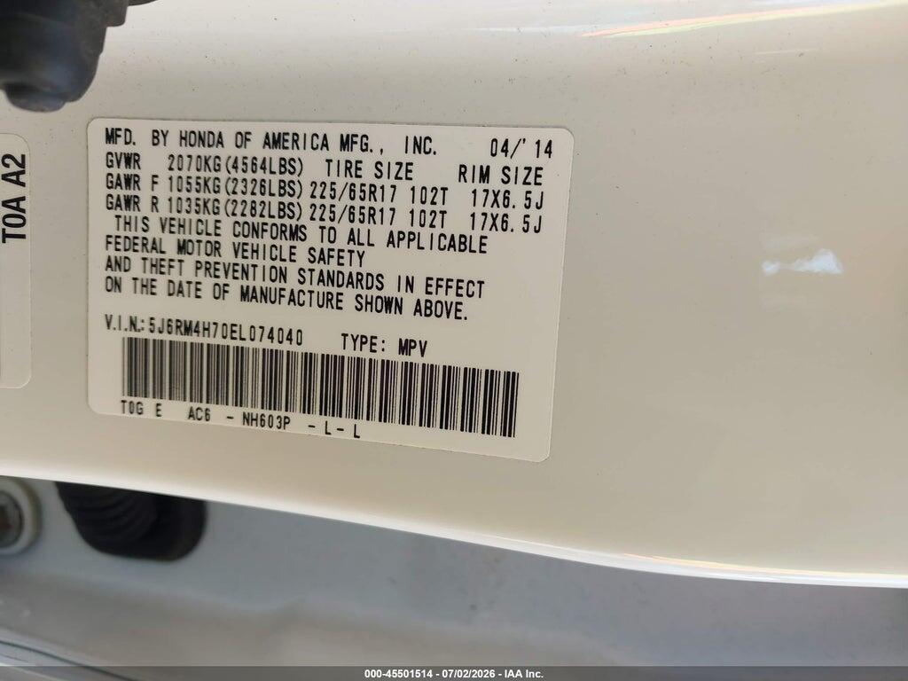 5J6RM4H70EL074040 2014 HONDA CR-V photo no. 9