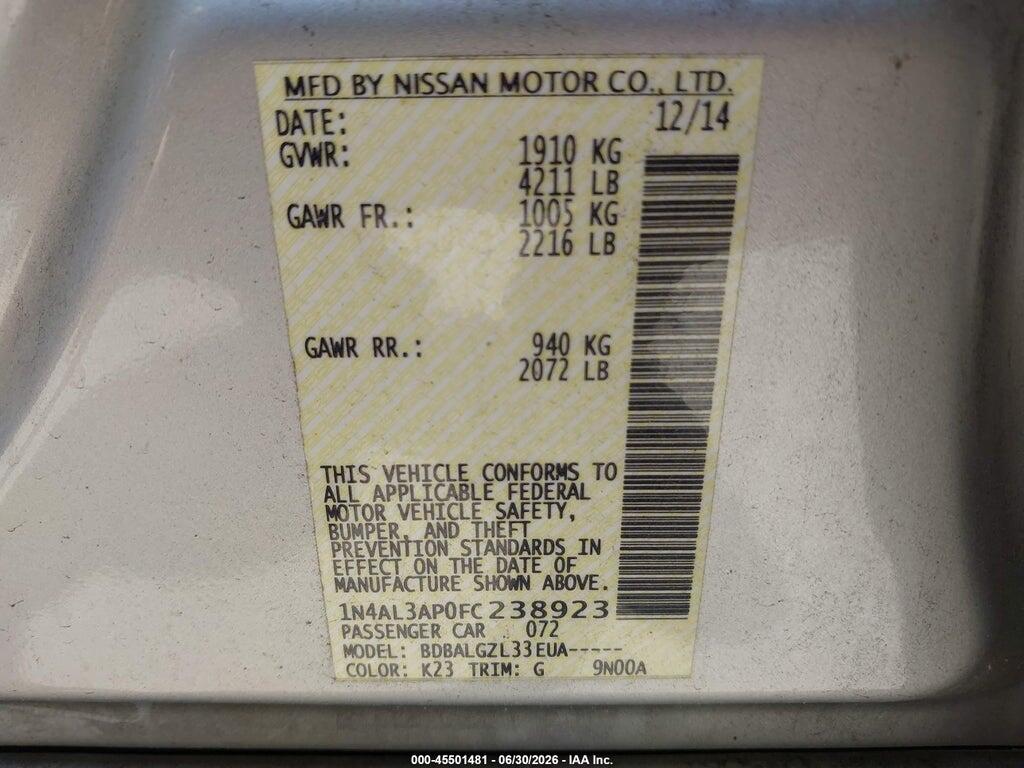 1N4AL3AP0FC238923 2015 NISSAN ALTIMA photo no. 9