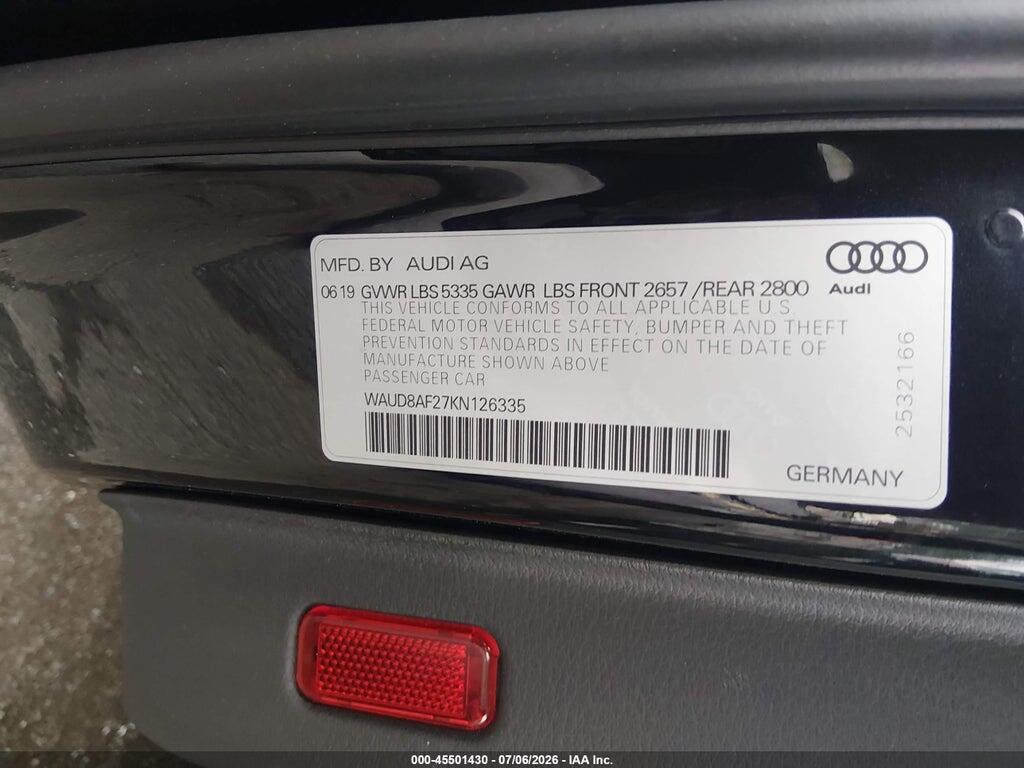 WAUD8AF27KN126335 2019 AUDI A6 photo no. 9