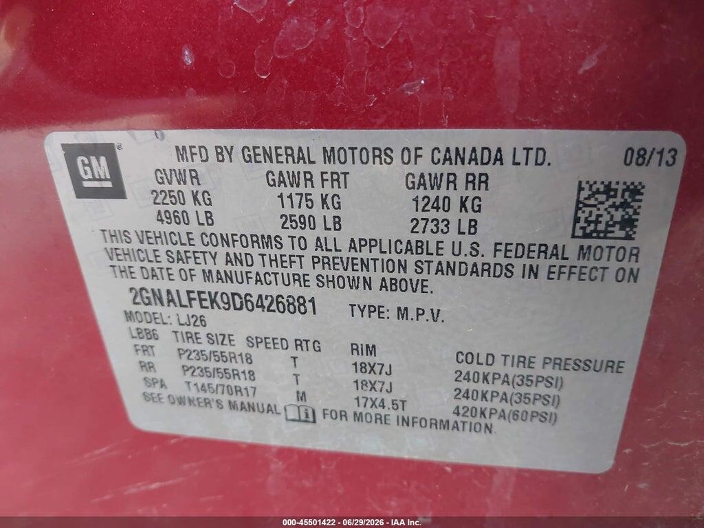 2GNALFEK9D6426881 2013 CHEVROLET EQUINOX photo no. 9