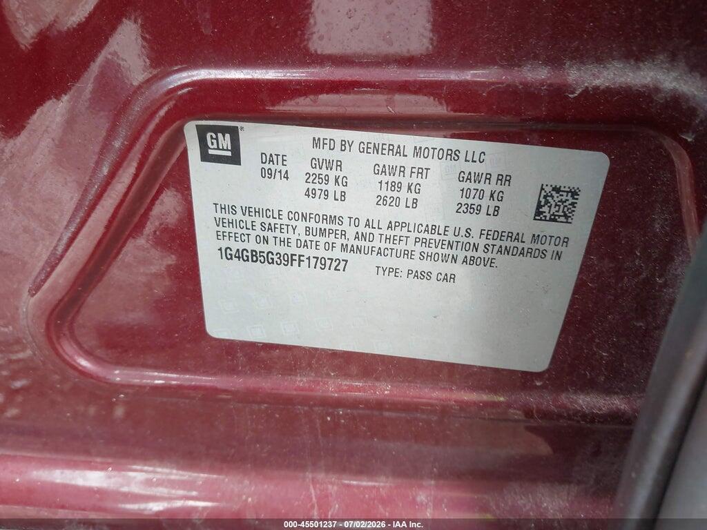 1G4GB5G39FF179727 2015 BUICK LACROSSE photo no. 9