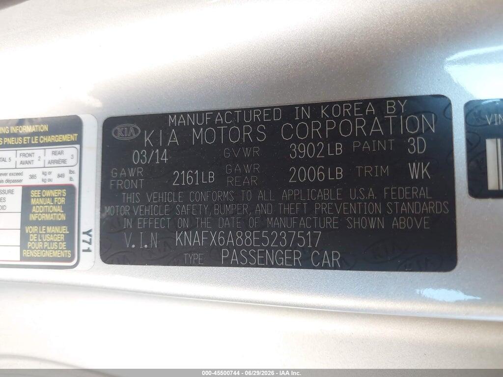 KNAFX6A88E5237517 2014 KIA FORTE KOUP photo no. 9