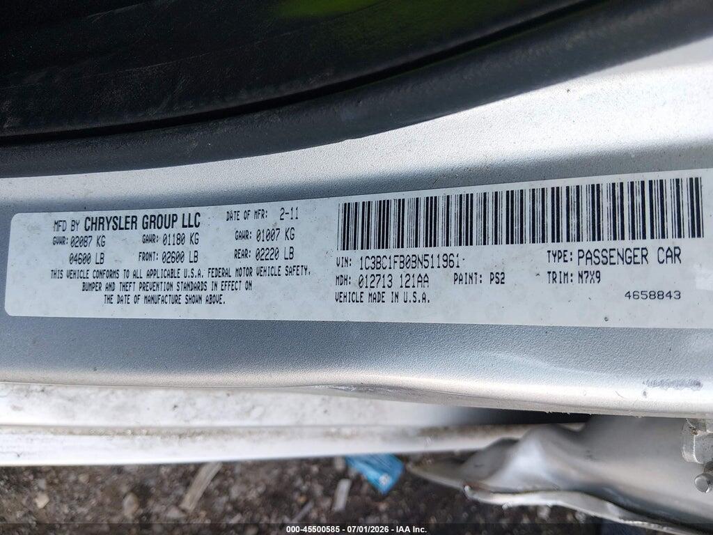 1C3BC1FB0BN511961 2011 CHRYSLER 200 photo no. 9