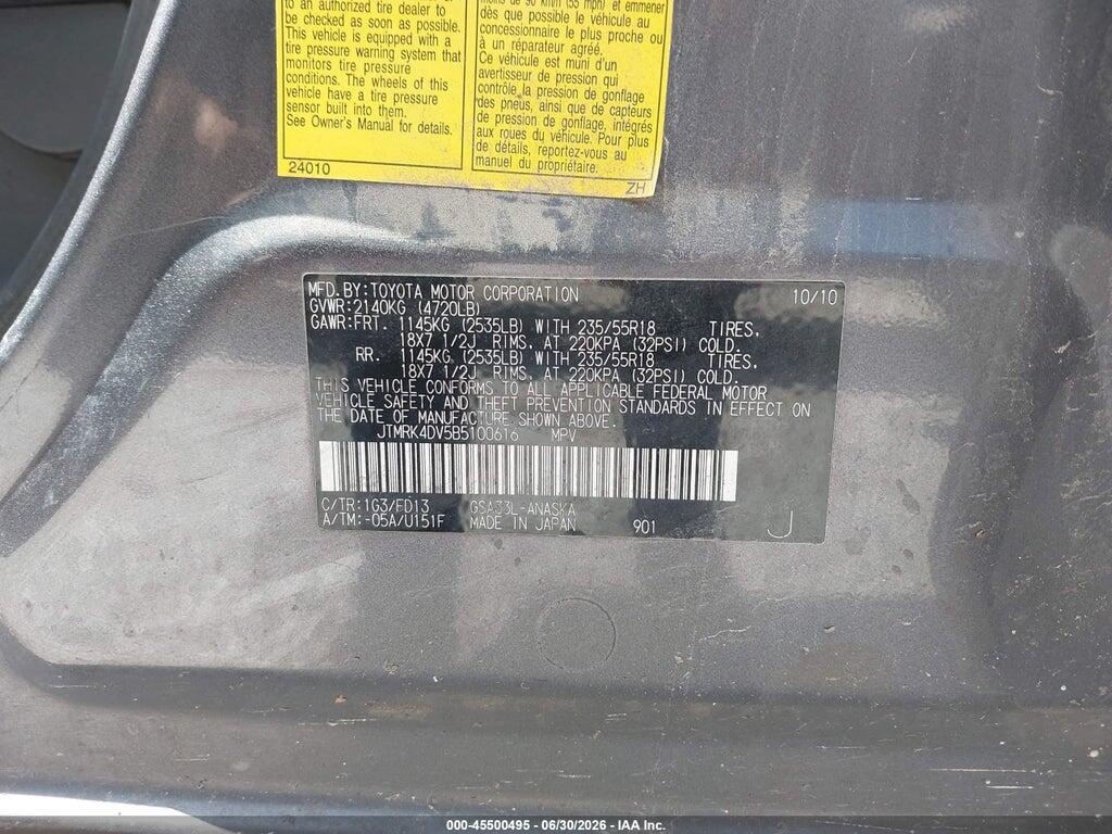 JTMRK4DV5B5100616 2011 TOYOTA RAV4 photo no. 9