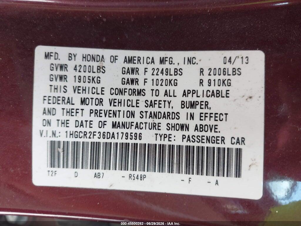 1HGCR2F36DA179596 2013 HONDA ACCORD photo no. 9