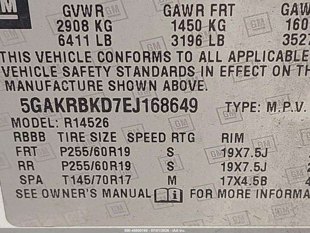 5GAKRBKD7EJ168649 2014 BUICK ENCLAVE photo no. 9