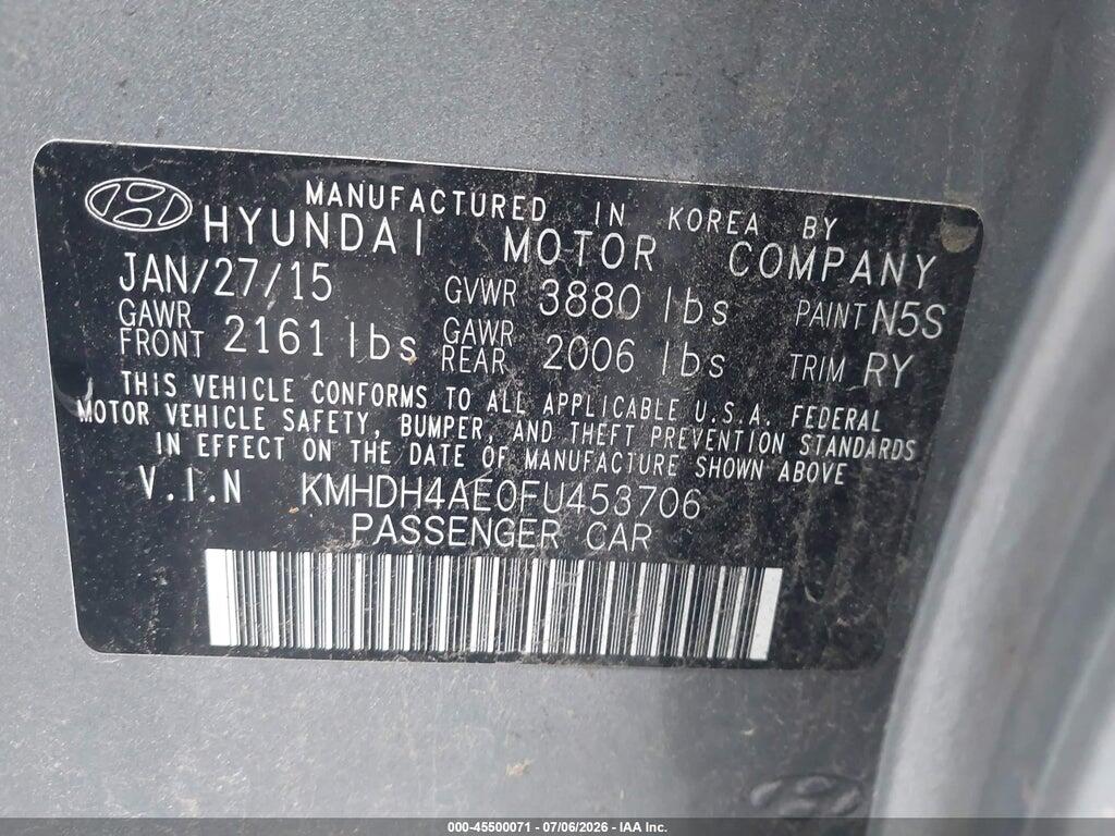 KMHDH4AE0FU453706 2015 HYUNDAI ELANTRA photo no. 9