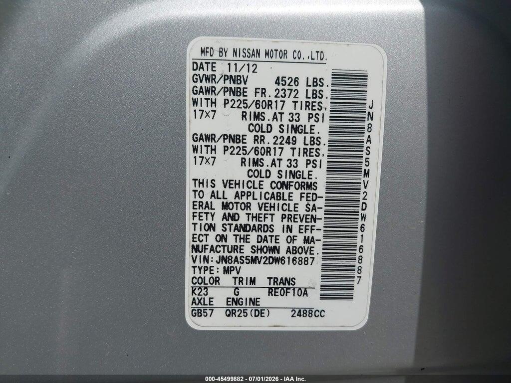 JN8AS5MV2DW616887 2013 NISSAN ROGUE photo no. 9