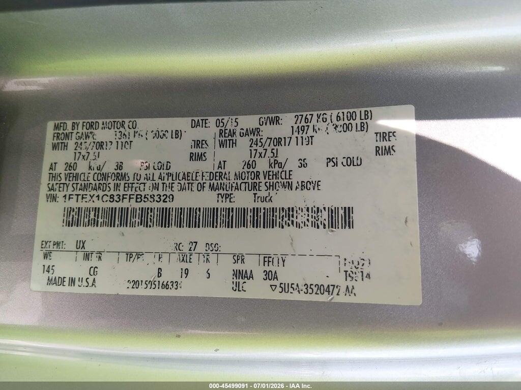 1FTEX1C83FFB58329 2015 FORD F-150 photo no. 9