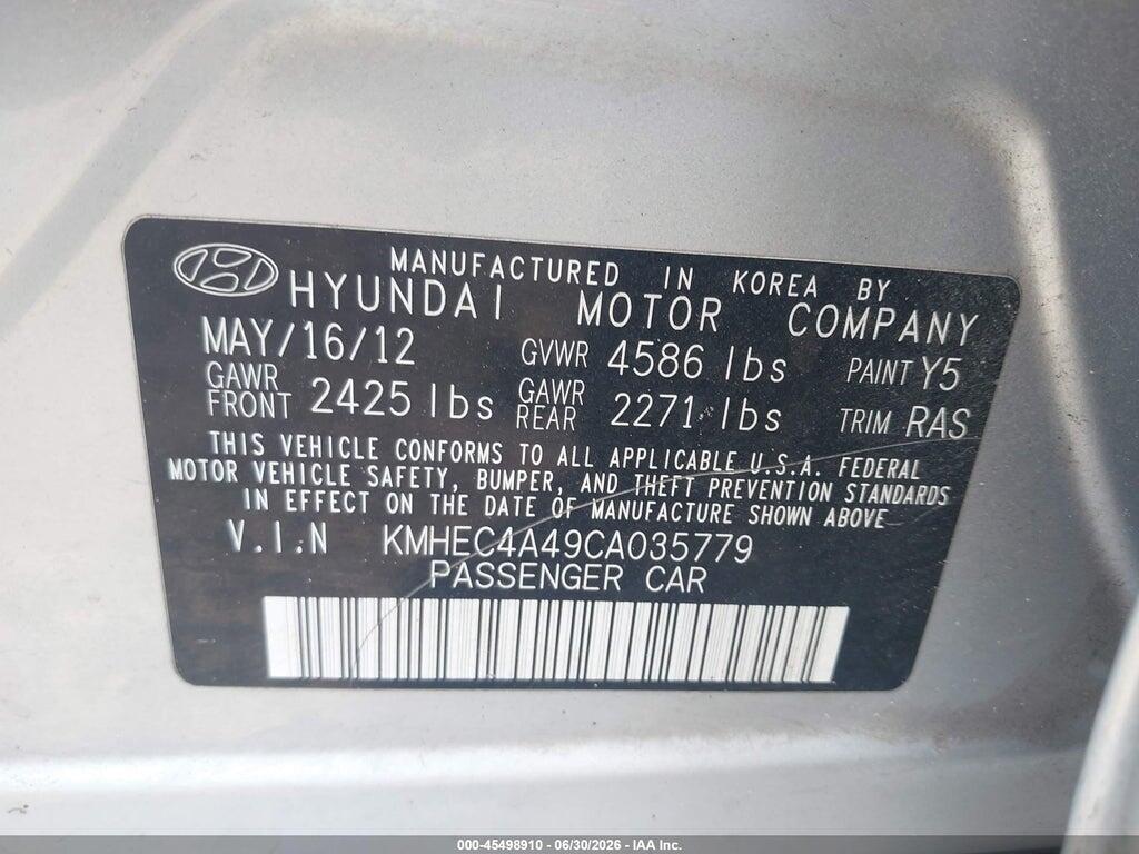 KMHEC4A49CA035779 2012 HYUNDAI SONATA HYBRID photo no. 9