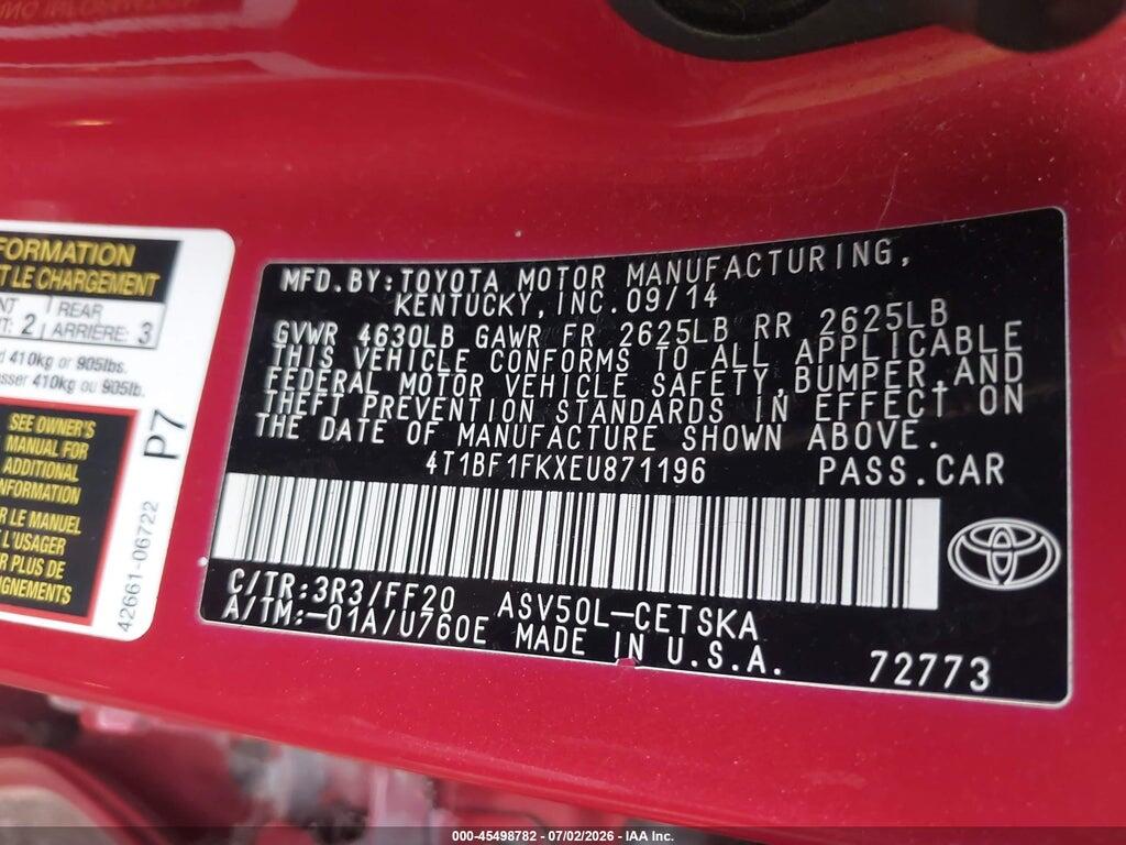 4T1BF1FKXEU871196 2014 TOYOTA CAMRY photo no. 9