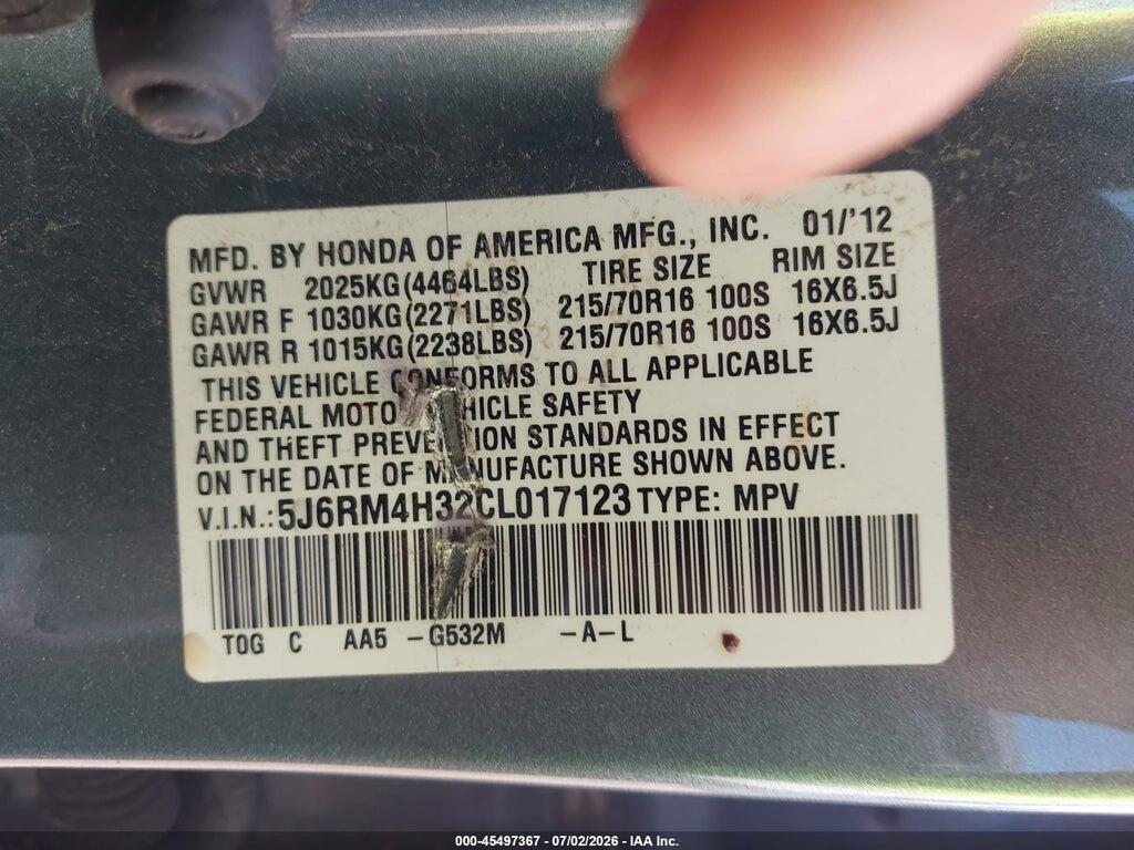 5J6RM4H32CL017123 2012 HONDA CR-V photo no. 9