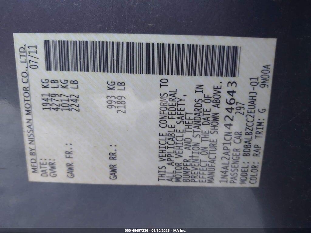1N4AL2AP1CN424643 2012 NISSAN ALTIMA photo no. 9