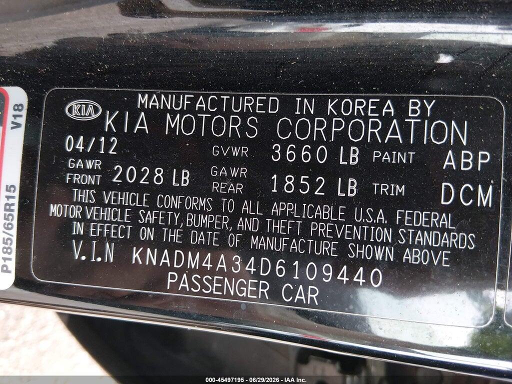 KNADM4A34D6109440 2013 KIA RIO photo no. 9