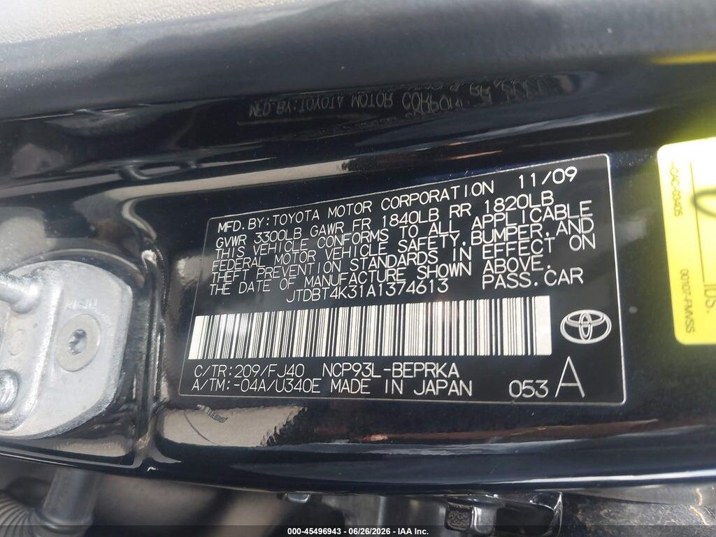JTDBT4K31A1374613 2010 TOYOTA YARIS photo no. 9