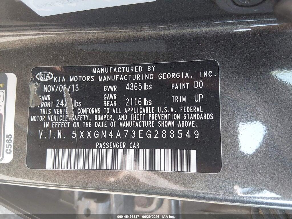 5XXGN4A73EG283549 2014 KIA OPTIMA photo no. 9