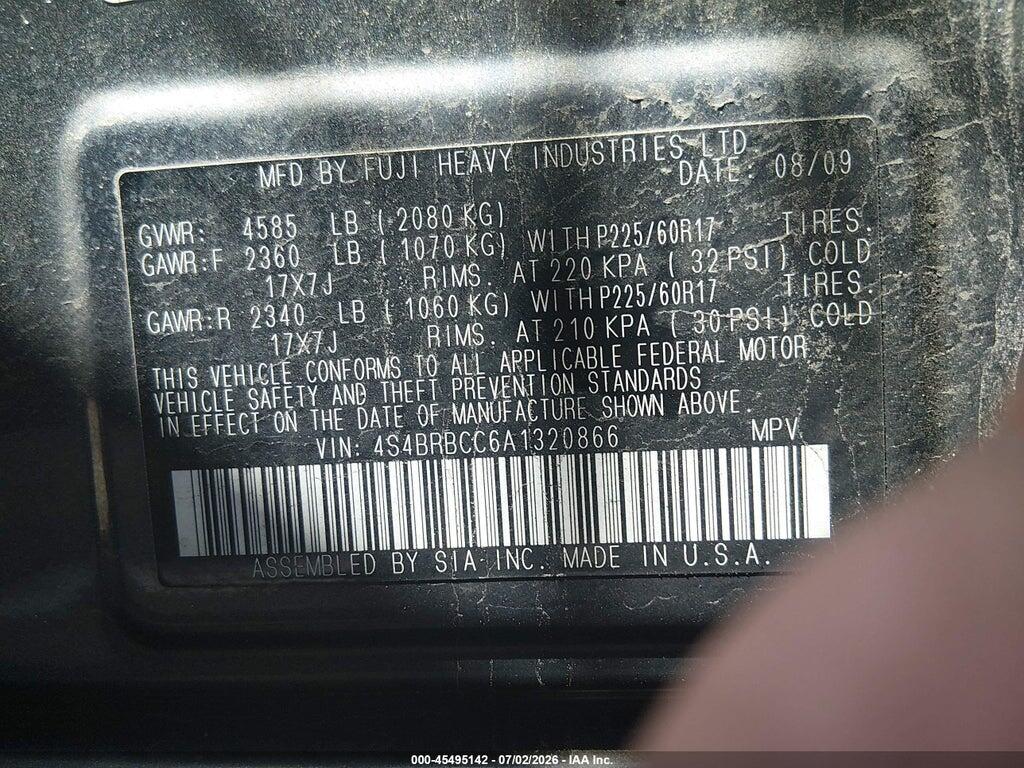 4S4BRBCC6A1320866 2010 SUBARU OUTBACK photo no. 9