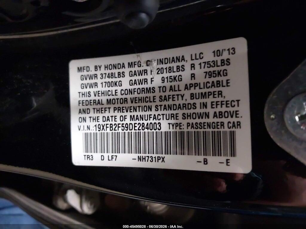 19XFB2F59DE284003 2013 HONDA CIVIC photo no. 9