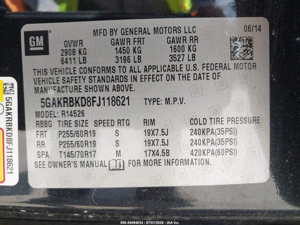 5GAKRBKD8FJ118621 2015 BUICK ENCLAVE photo no. 9