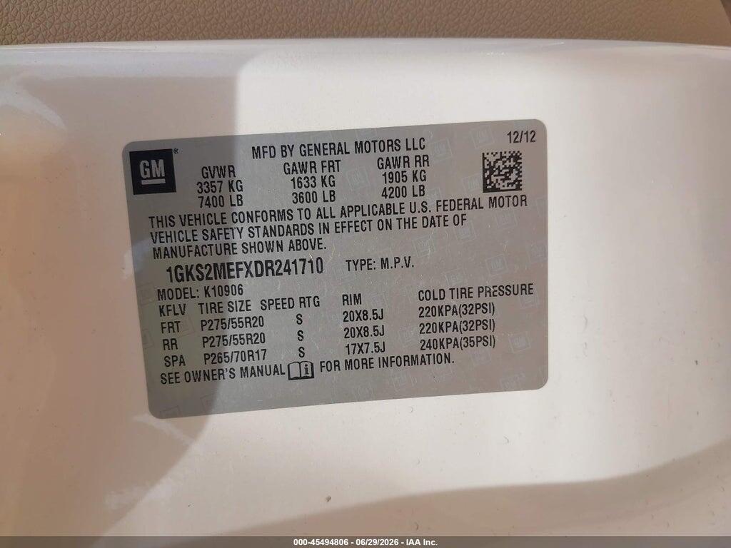 1GKS2MEFXDR241710 2013 GMC YUKON XL 1500 photo no. 9