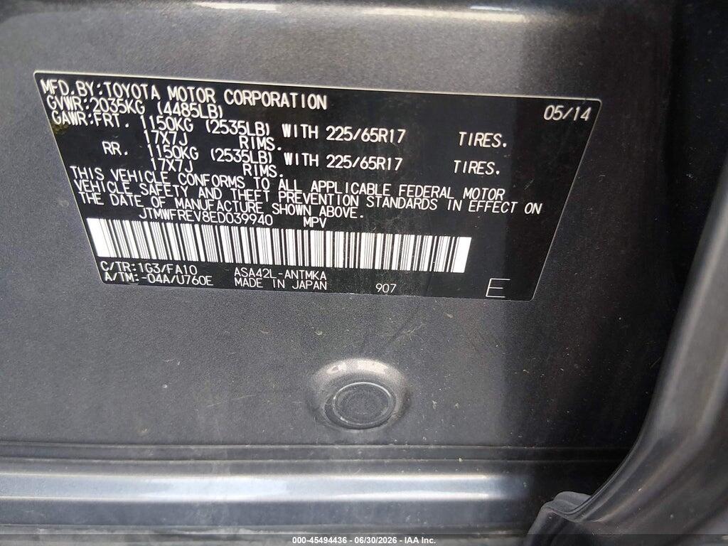 JTMWFREV8ED039940 2014 TOYOTA RAV4 photo no. 9