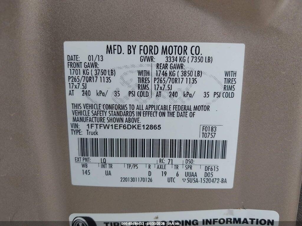 1FTFW1EF6DKE12865 2013 FORD F-150 photo no. 9