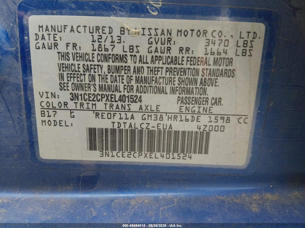 3N1CE2CPXEL401524 2014 NISSAN VERSA NOTE photo no. 9