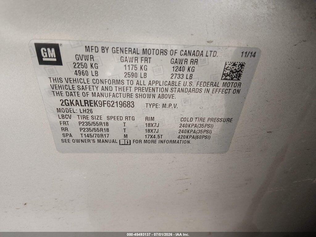 2GKALREK9F6219683 2015 GMC TERRAIN photo no. 9