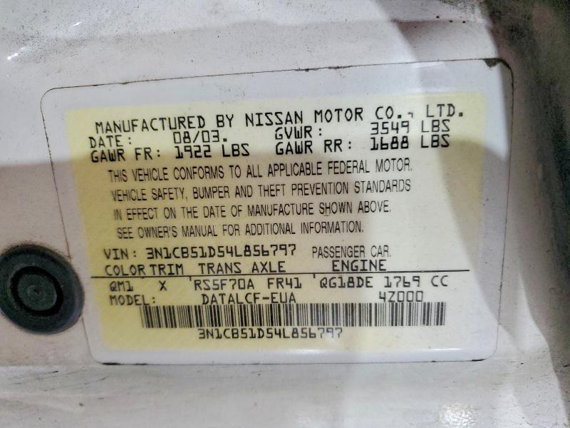 2004 NISSAN SENTRA 1.8 — Фото 13 из 13