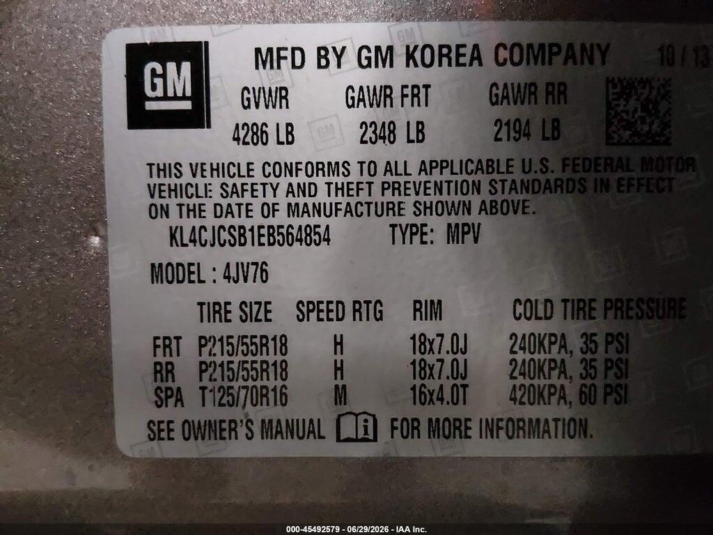 KL4CJCSB1EB564854 2014 BUICK ENCORE photo no. 9