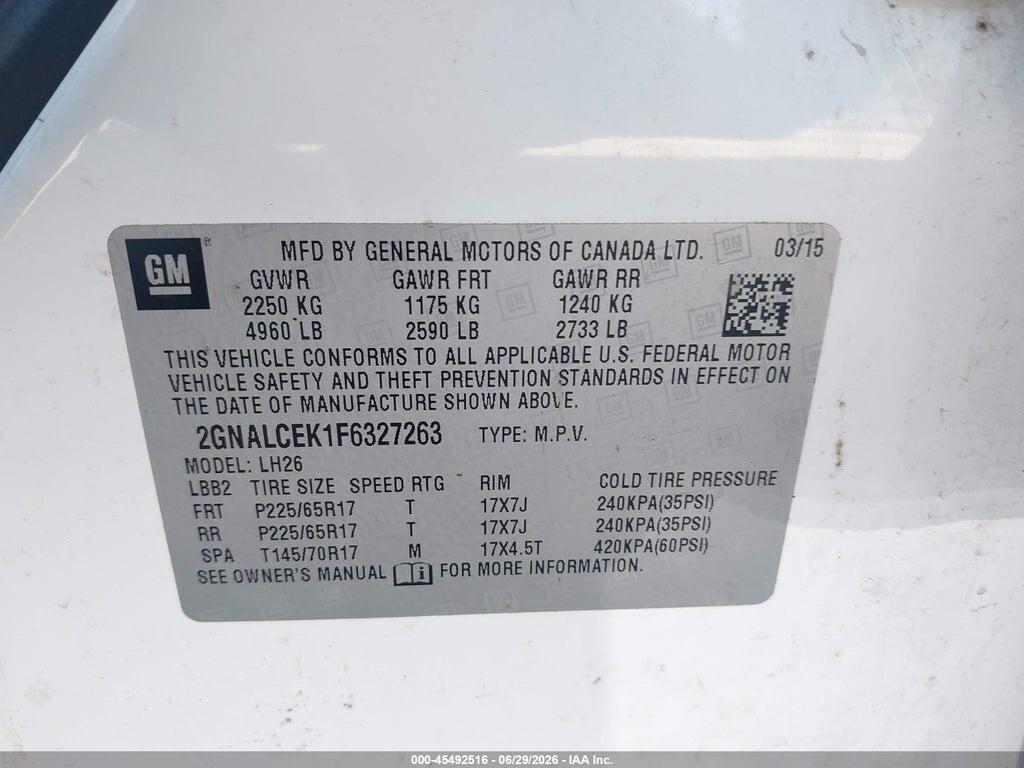 2GNALCEK1F6327263 2015 CHEVROLET EQUINOX photo no. 9
