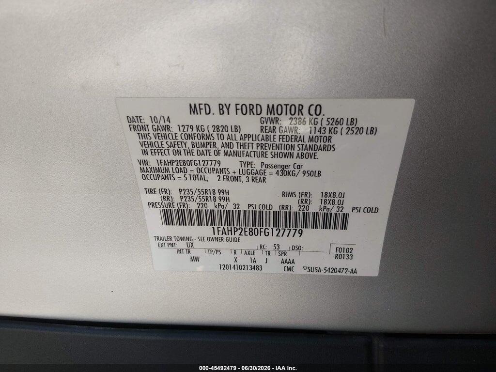 1FAHP2E80FG127779 2015 FORD TAURUS photo no. 9