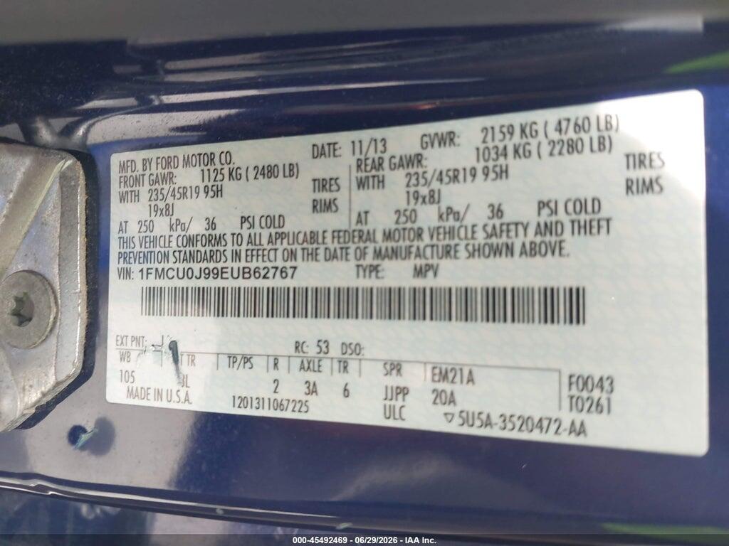 1FMCU0J99EUB62767 2014 FORD ESCAPE photo no. 9