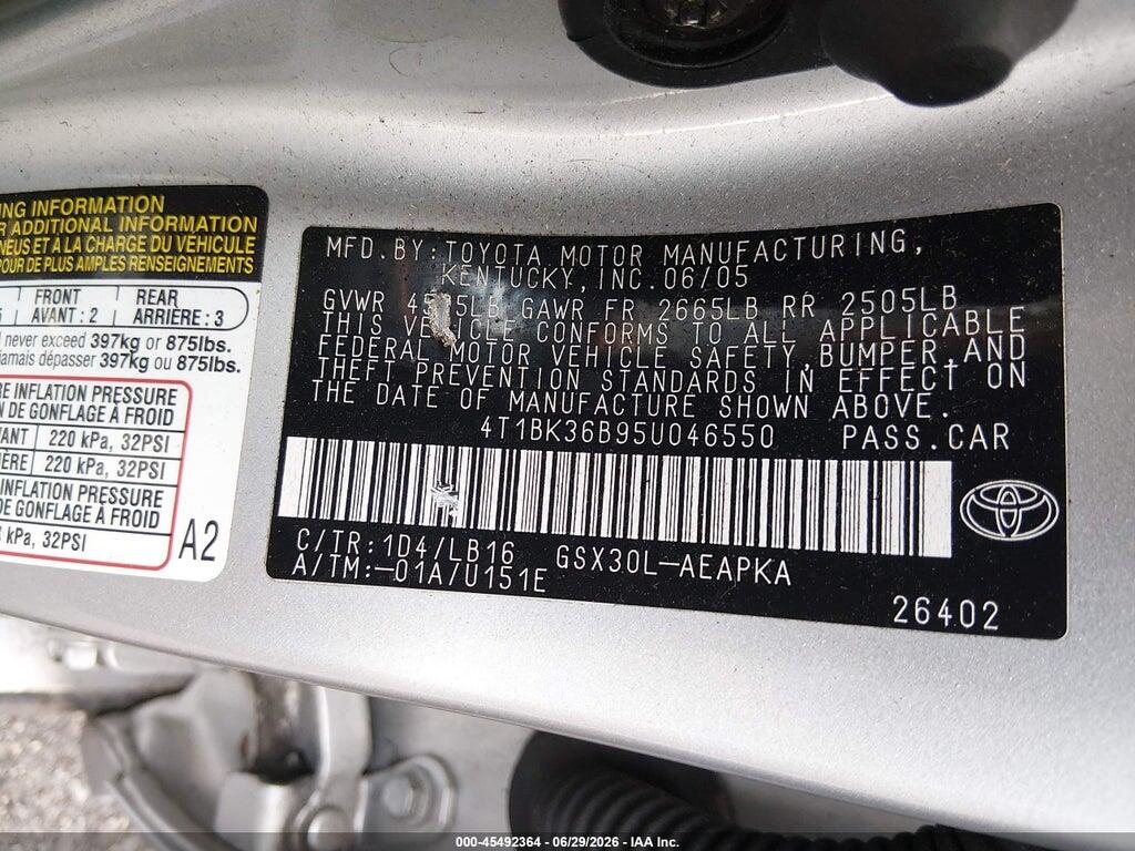 4T1BK36B95U046550 2005 TOYOTA AVALON photo no. 9