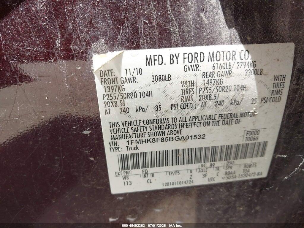 1FMHK8F85BGA01532 2011 FORD EXPLORER photo no. 9