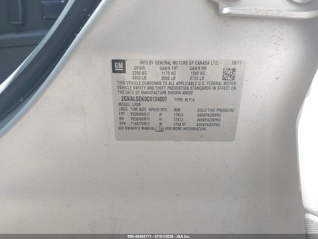 2GKALSEK0C6134007 2012 GMC TERRAIN photo no. 9