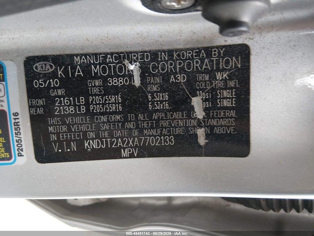 KNDJT2A2XA7702133 2010 KIA SOUL photo no. 9