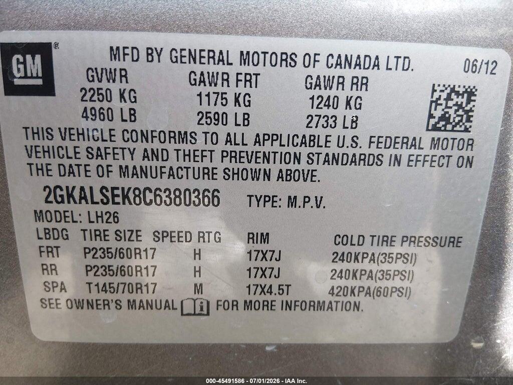 2GKALSEK8C6380366 2012 GMC TERRAIN photo no. 9