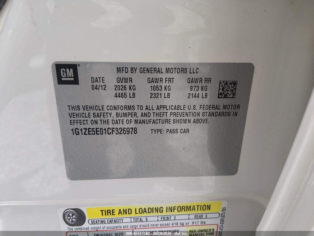 1G1ZE5E01CF326978 2012 CHEVROLET MALIBU photo no. 9