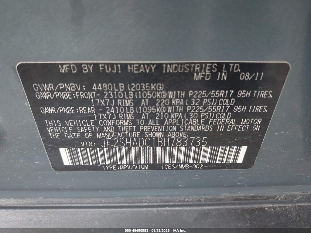 JF2SHADC1BH783735 2011 SUBARU FORESTER photo no. 9