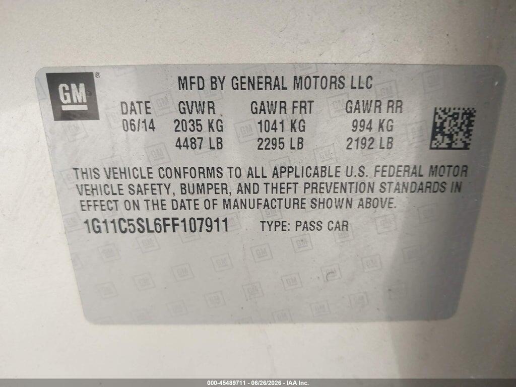 1G11C5SL6FF107911 2015 CHEVROLET MALIBU photo no. 9