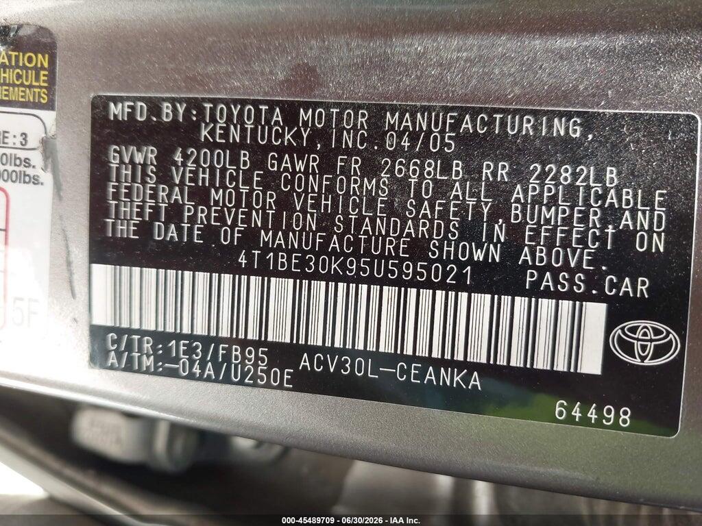 4T1BE30K95U595021 2005 TOYOTA CAMRY photo no. 9