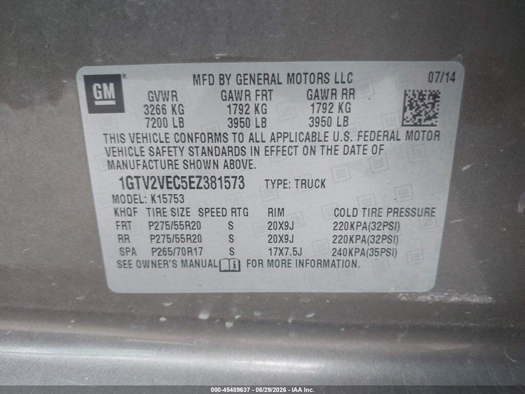 1GTV2VEC5EZ381573 2014 GMC SIERRA 1500 photo no. 9