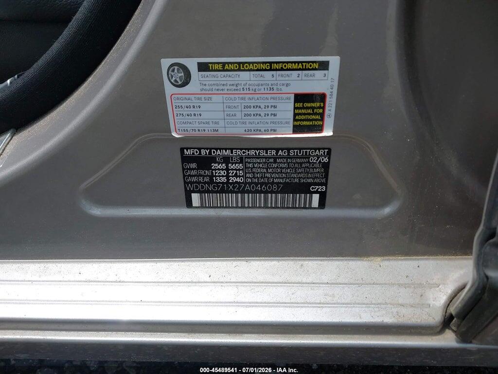 WDDNG71X27A046087 2007 MERCEDES-BENZ S 550 photo no. 9