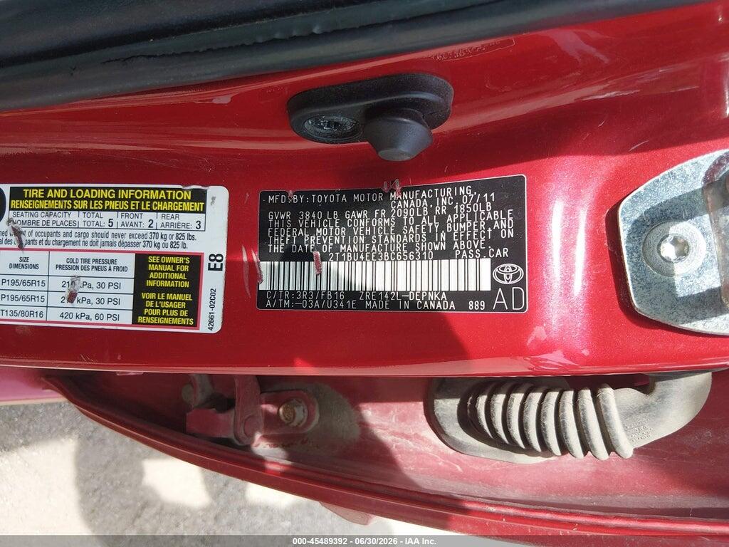 2T1BU4EE3BC656310 2011 TOYOTA COROLLA photo no. 9