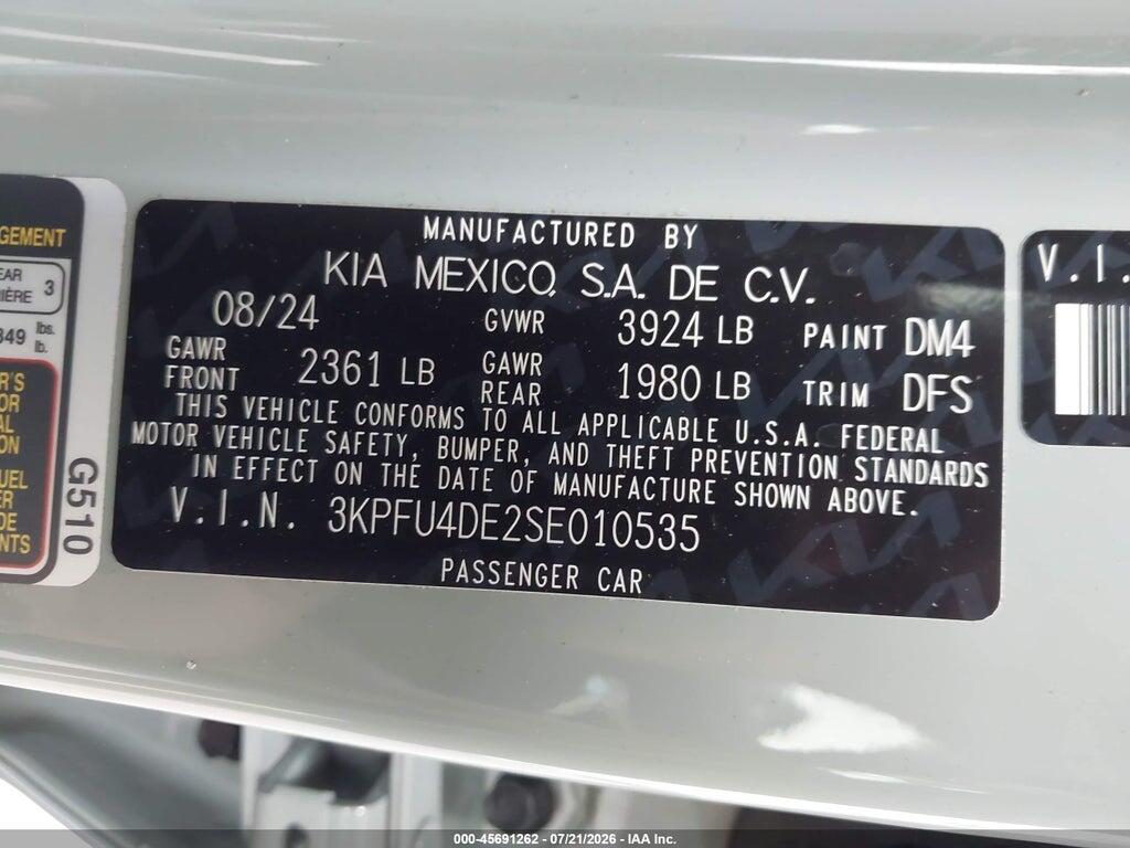 3KPFU4DE2SE010535 2025 KIA K4 photo no. 9