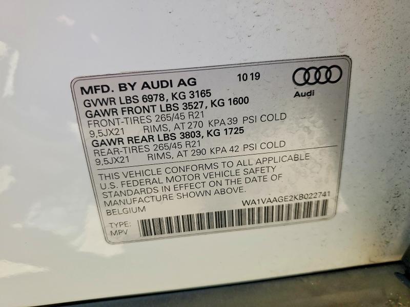2019 AUDI E-TRON PRESTIGE — Фото 13 из 13