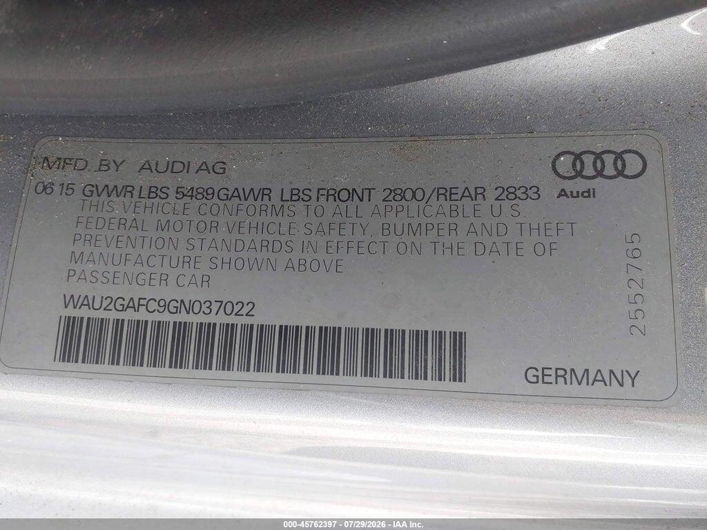 WAU2GAFC9GN037022 2016 AUDI A7 photo no. 9
