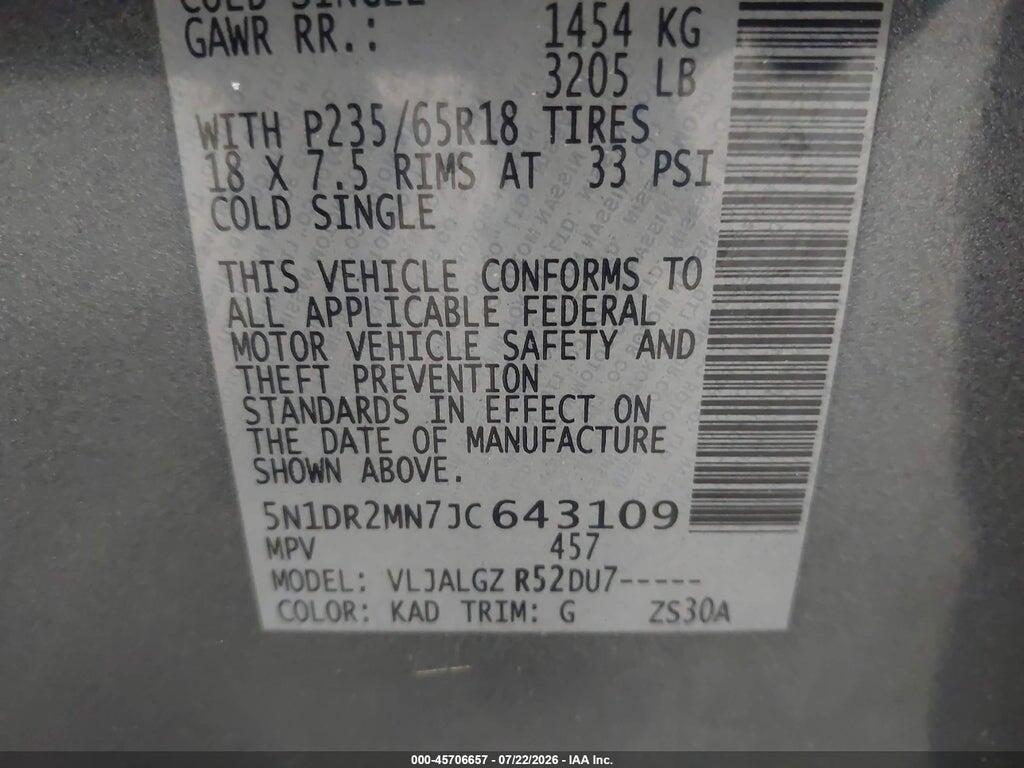5N1DR2MN7JC643109 2018 NISSAN PATHFINDER photo no. 9